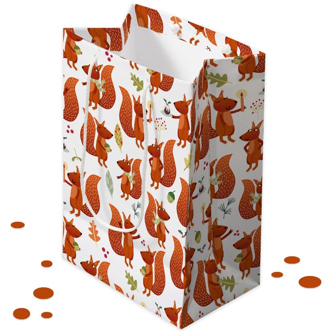 Cute Squirrel Medium Gift Bag (Fun squirrel pattern holiday gift bag)