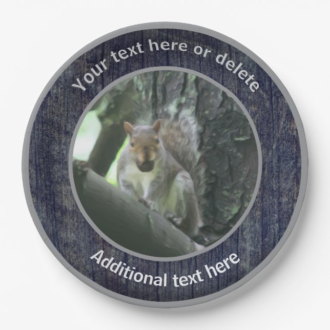 Cute Squirrel Nature Art Personalised Party   Paper Plate (Front)