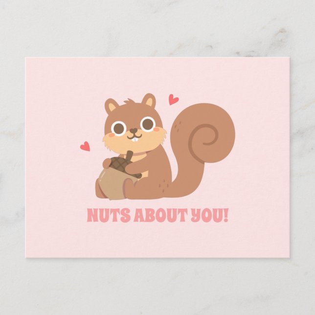 Cute Squirrel Nuts About You Funny Valentines Day Postcard (Front)