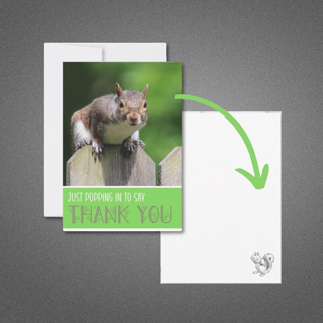 Cute Squirrel on Fence Flat Thank You Card (Creator Uploaded)