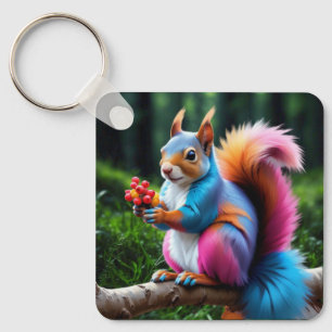 Cute Squirrel On The Branch-19274 Key Ring