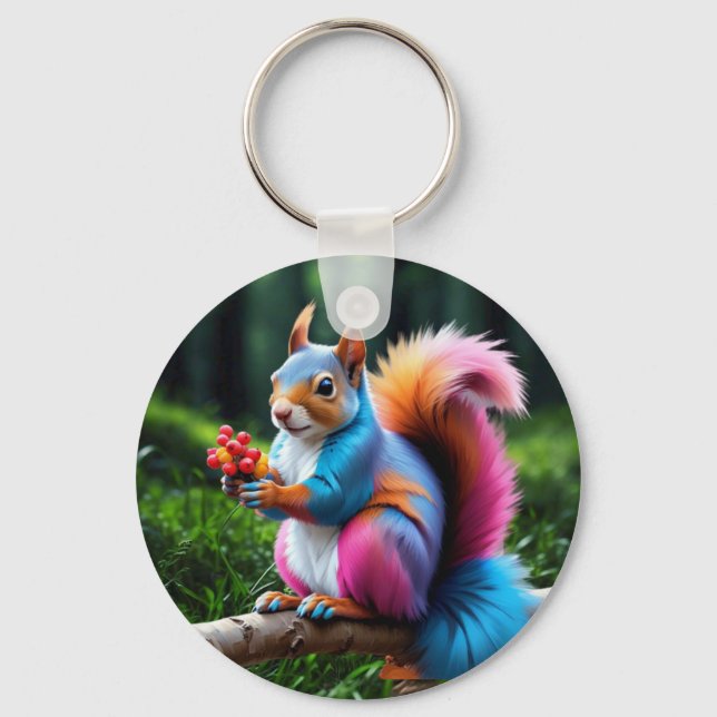 Cute Squirrel On The Branch-19274 Key Ring (Front)