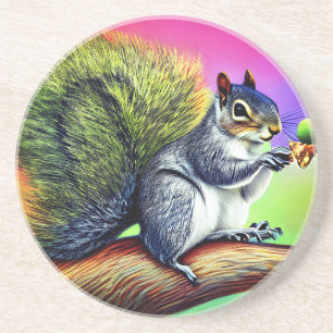 Cute Squirrel on the Branch-47563 Coaster