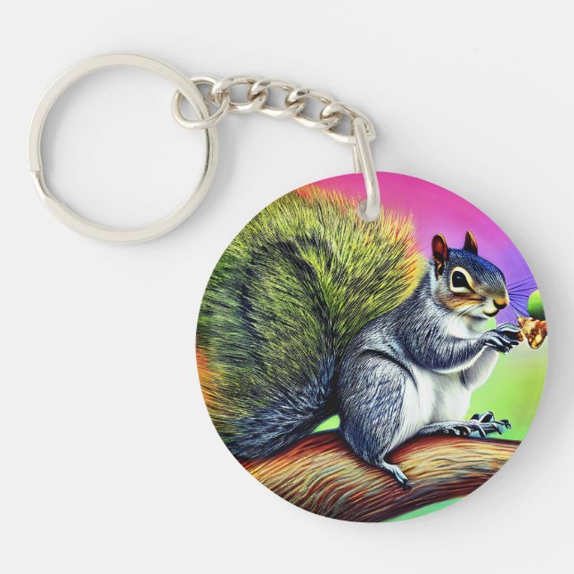Cute Squirrel on the Branch-47563 Key Ring (Front)