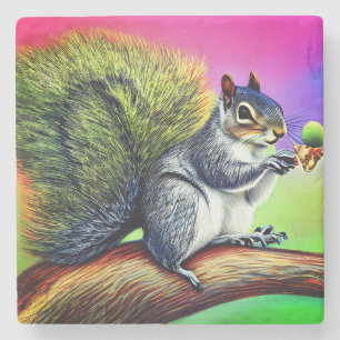 Cute Squirrel on the Branch-47563 Stone Coaster
