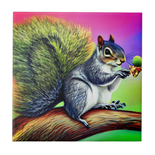 Cute Squirrel on the Branch-47563 Tile