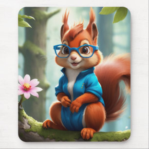 Cute Squirrel on the Branch of Tree Mouse Pad