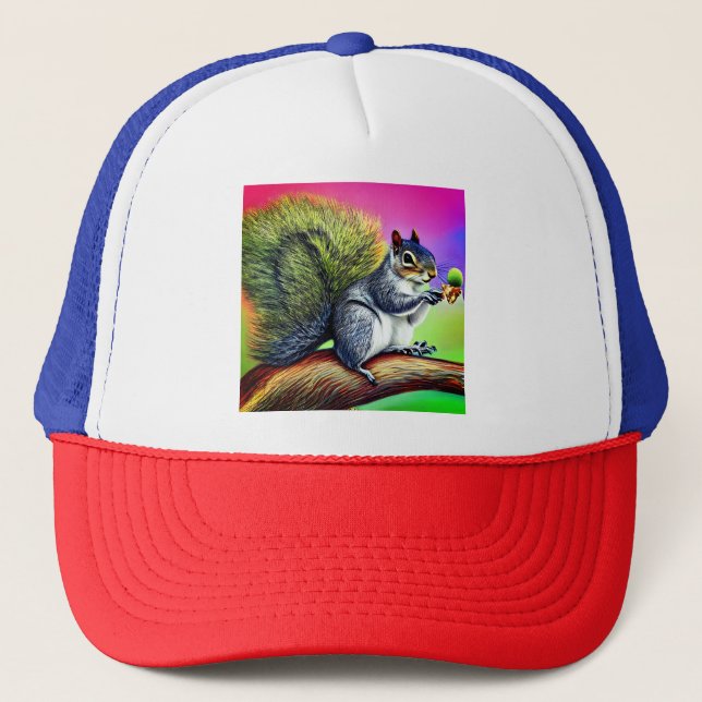 Cute Squirrel on the Branch Trucker Hat (Front)