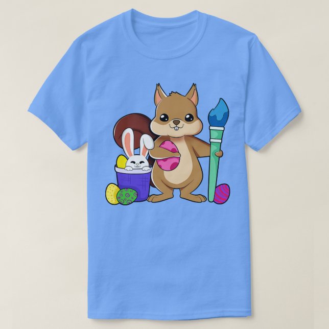 Cute squirrel painting Easter eggs T-Shirt (Design Front)