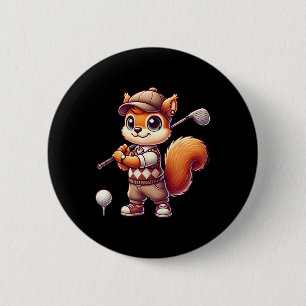 Cute Squirrel Playing Golf Golfer Golfing Men Wome 6 Cm Round Badge