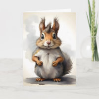 Cute Squirrel Portrait Blank Greeting
