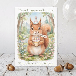 Cute Squirrel Pun Whimsical Happy Birthday Card
