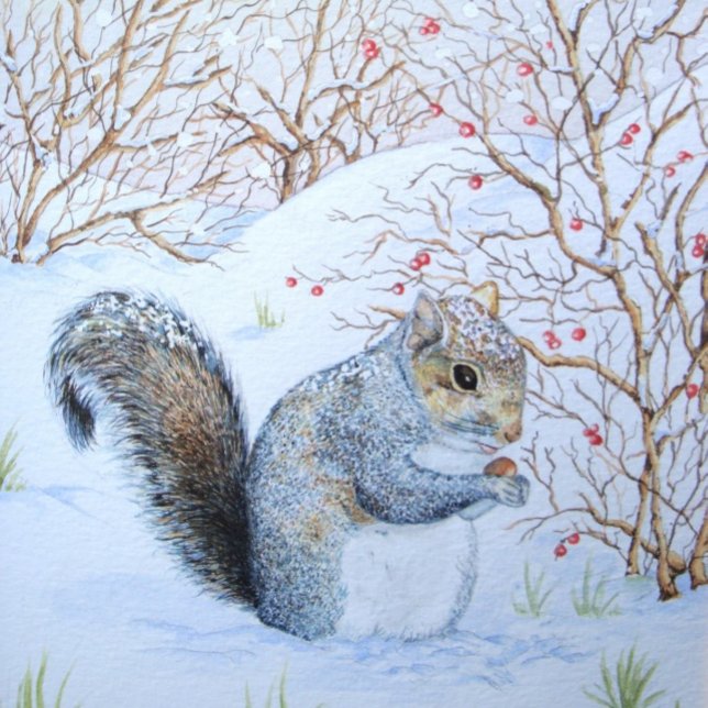 cute squirrel snow scene wildlife at christmas wrapping paper (Creator Uploaded)