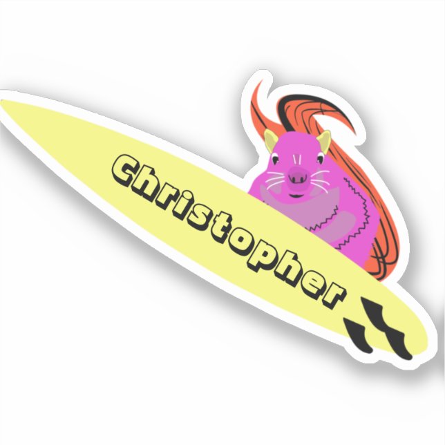 Cute squirrel surfing sticker (Front)