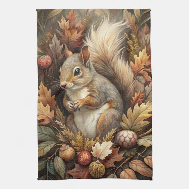 Cute Squirrel Tea Towel (Vertical)