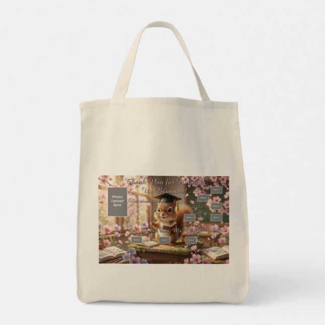 Cute Squirrel Teacher Appreciation Tote Bag (Back)