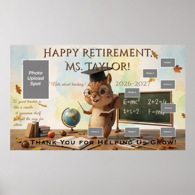 Cute Squirrel Teacher Retirement Poster 2026 (Front)
