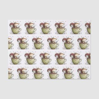 Cute Squirrel Teacup Swirl Tail Heart Whimsical Tissue Paper