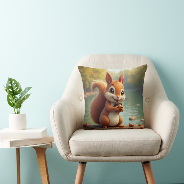 Cute Squirrel Throw Pillow (Chair)