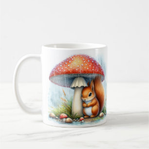 Cute Squirrel Under Mushroom Umbrella Coffee Mug