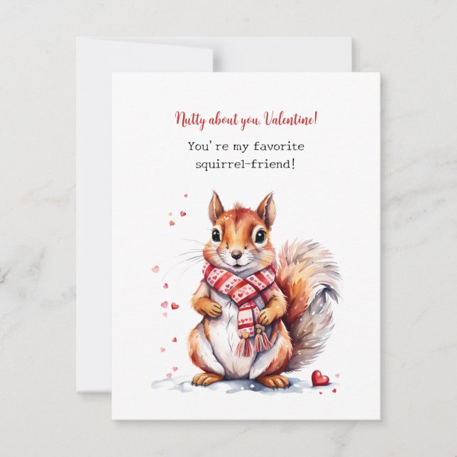 Cute Squirrel Valentine Card for Kids (Front)