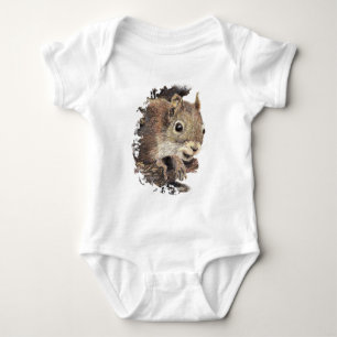 Cute Squirrel, Watercolor Animal Nature Baby Bodysuit