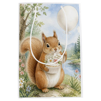 Cute Squirrel Whimsical Woodland Birthday Medium Gift Bag