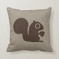 Cute Squirrel with Acorn Faux Linen Style