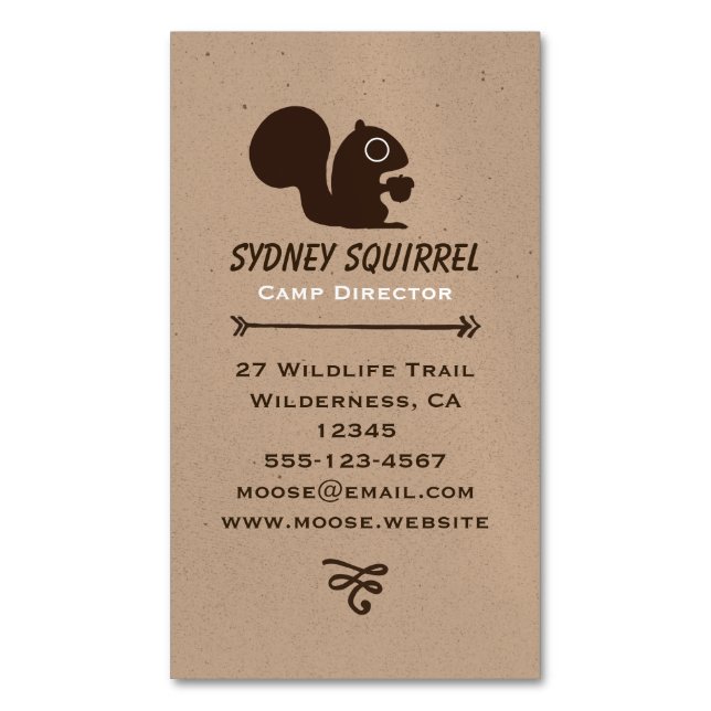 Cute Squirrel with Acorn | Wildlife Wild Animal Magnetic Business Card (Front Vertical)