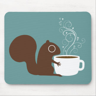 Cute Squirrel with Coffee | Whimsical Animal Art Mouse Pad