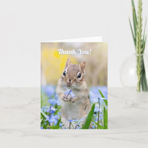 Cute Squirrel with Flower, DIY Message Thank You C Card