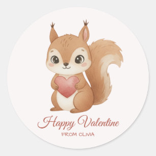 Cute Squirrel with Heart Valentine's Day Classic Round Sticker