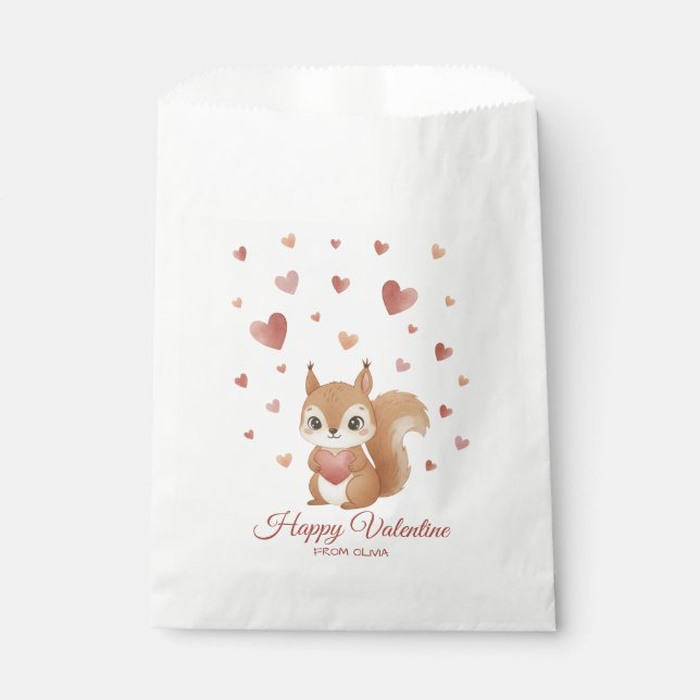 Cute Squirrel with Heart Valentine's Day Favour Bags (Front)