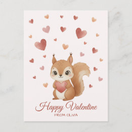 Cute Squirrel with Heart Valentine's Day Holiday Postcard