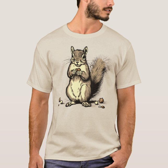 Cute Squirrel with its nuts for Animal Lovers T-Shirt (Front)