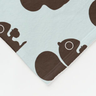 Cute Squirrel with Nut Pattern   Wildlife Animal Fleece Blanket
