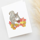Cute Squirrel with Pecan Pie Watercolor Blank