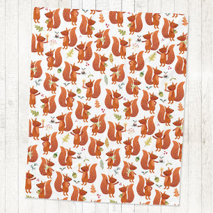 Cute Squirrel Woodland Animal Fleece Blanket