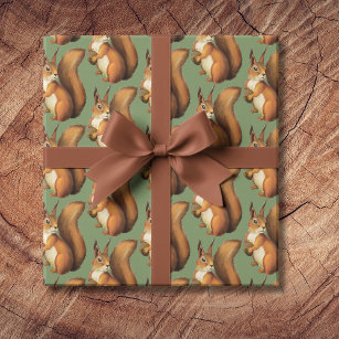 Cute Squirrel Wrapping Paper Sheets
