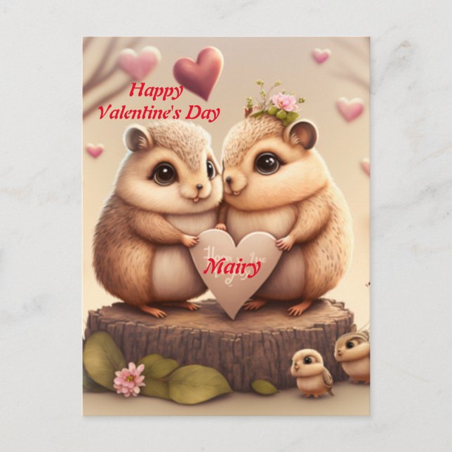 Cute squirrels in love   postcard (Front)