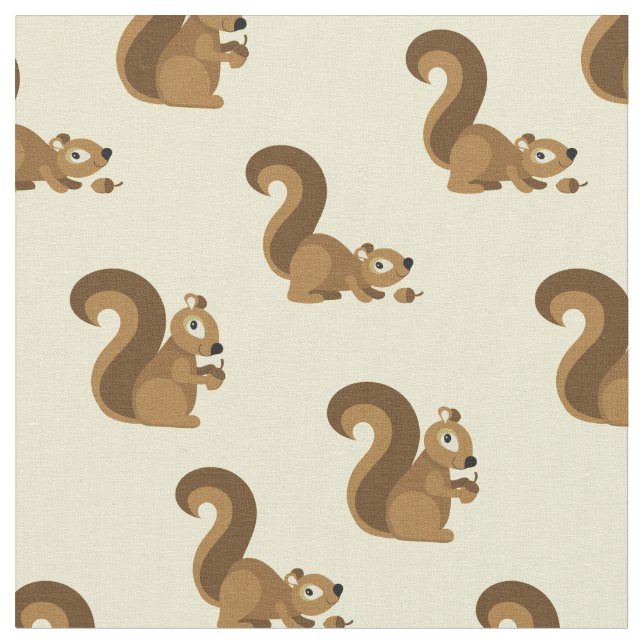 Cute Squirrels Kids Cartoon Fabric (Close Up)