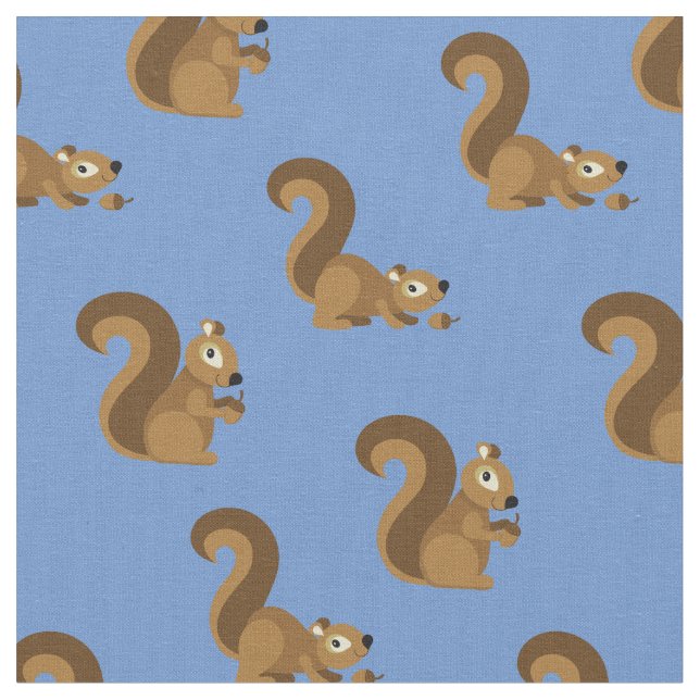 Cute Squirrels Kids Cartoon Fabric (Close Up)
