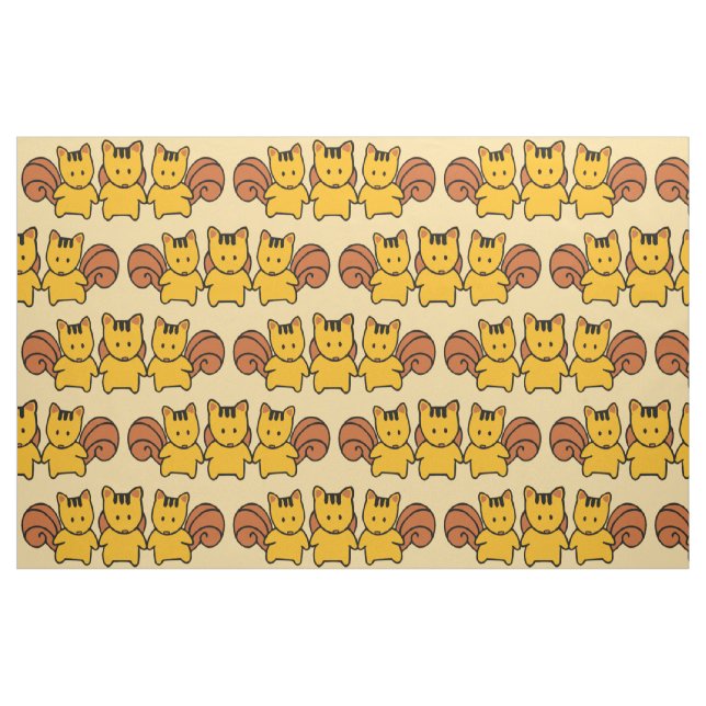 Cute Squirrels Pattern Graphic Fabric (Fat Quarter)
