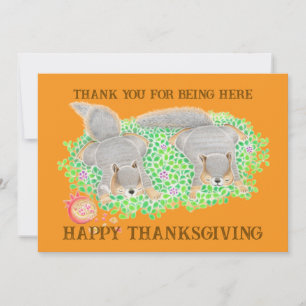 Cute Squirrels Thanksgiving Friends Holiday Card