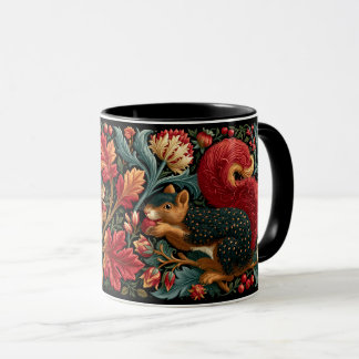 Cute Squirrels William Morris Style Painting Art Mug