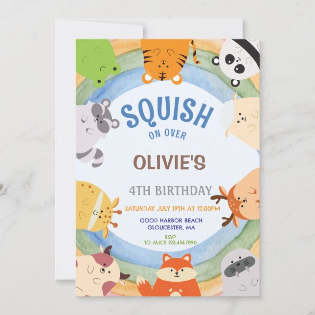 Cute Squishmallow Boy Birthday  Invitation (Front)