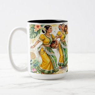 Cute Sri Lankan Kandyan Dancers Mug. Two-Tone Coffee Mug