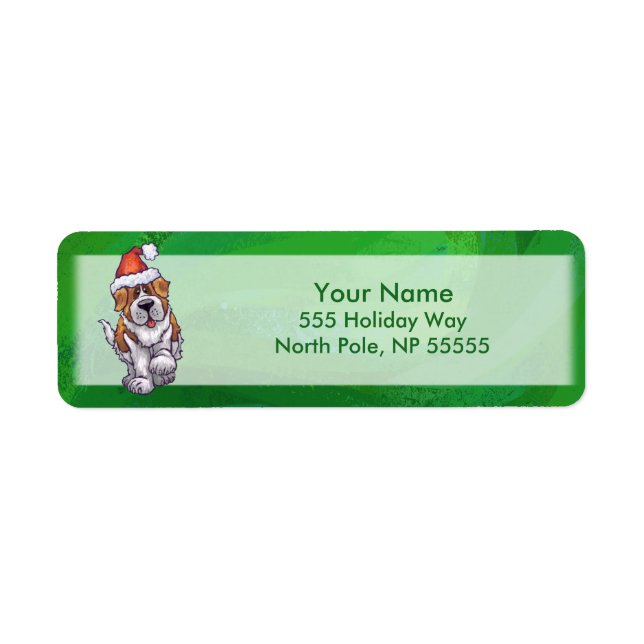 Cute St. Bernard in Santa Hat on Green (Front)