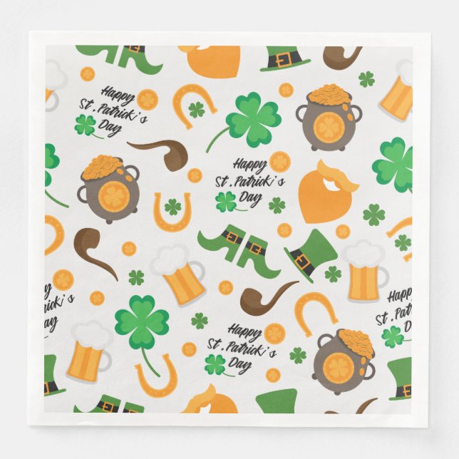 Cute St. Paddy's Day Irish Themed Pattern Napkin (Front)