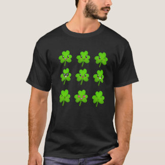 Cute St Patrick Clovers Faces Shamrocks Irish Boys T-Shirt